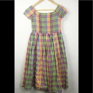 Crewcuts girls rainbow gingham smocked dress